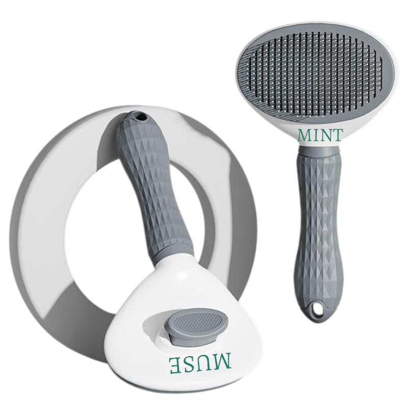 Pet Grooming Brush for Dogs & Cats – Ergonomic Handle, Reduces Shedding, Available in Grey, Blue & Pink