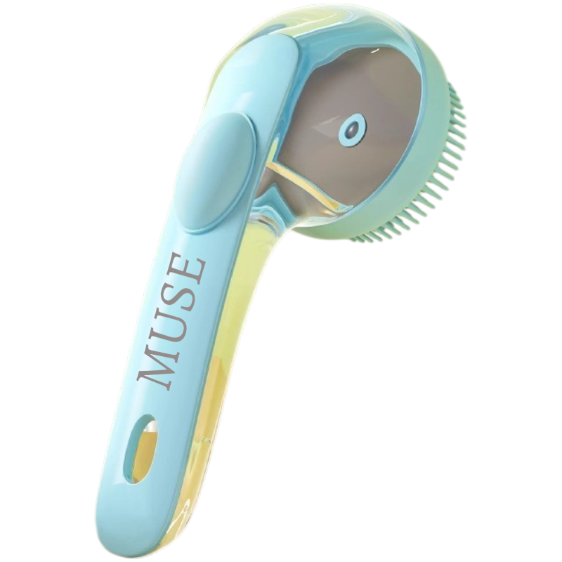 Pet Bath Brush with Soap Dispenser – Soft Bristles, Hands-Free Shampoo Application for Dogs & Cats