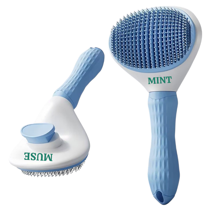 Pet Grooming Brush for Dogs & Cats – Ergonomic Handle, Reduces Shedding, Available in Grey, Blue & Pink