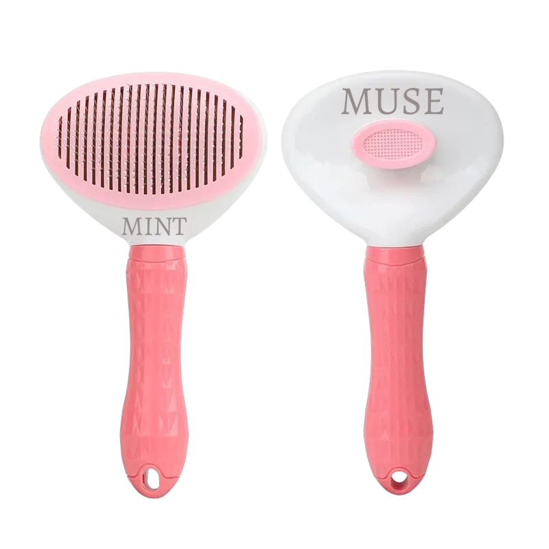 Pet Grooming Brush for Dogs & Cats – Ergonomic Handle, Reduces Shedding, Available in Grey, Blue & Pink