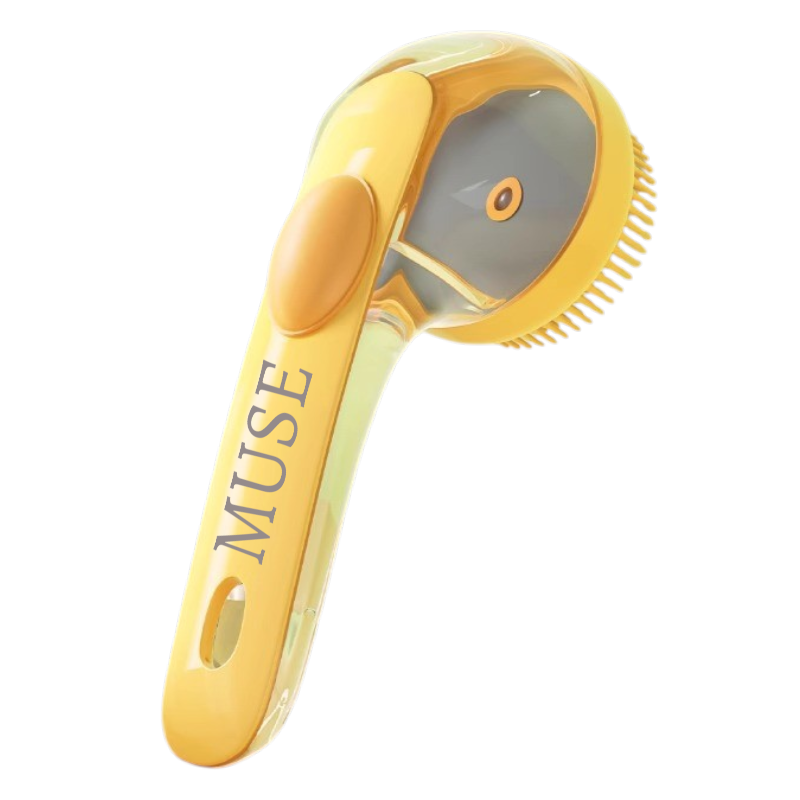 Pet Bath Brush with Soap Dispenser – Soft Bristles, Hands-Free Shampoo Application for Dogs & Cats