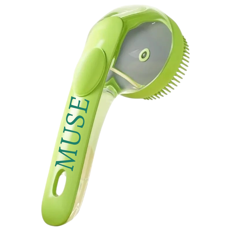 Pet Bath Brush with Soap Dispenser – Soft Bristles, Hands-Free Shampoo Application for Dogs & Cats