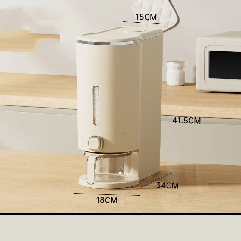 MUSE & MINT beige minimalist press-button pet food storage container with airtight and moisture-proof design, suitable for storing dog and cat dry food.